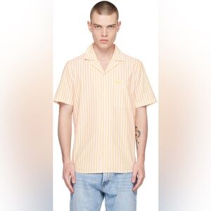 NWT Hugo Boss men’s yellow and white stripe shirt sleeve button down shirt s xxl